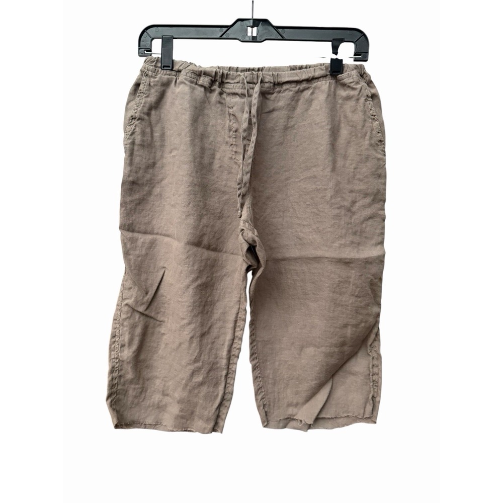 CP Shades Linen Shorts Brown Neutral Casual Medium Made USA Cut Offs #AA14-3